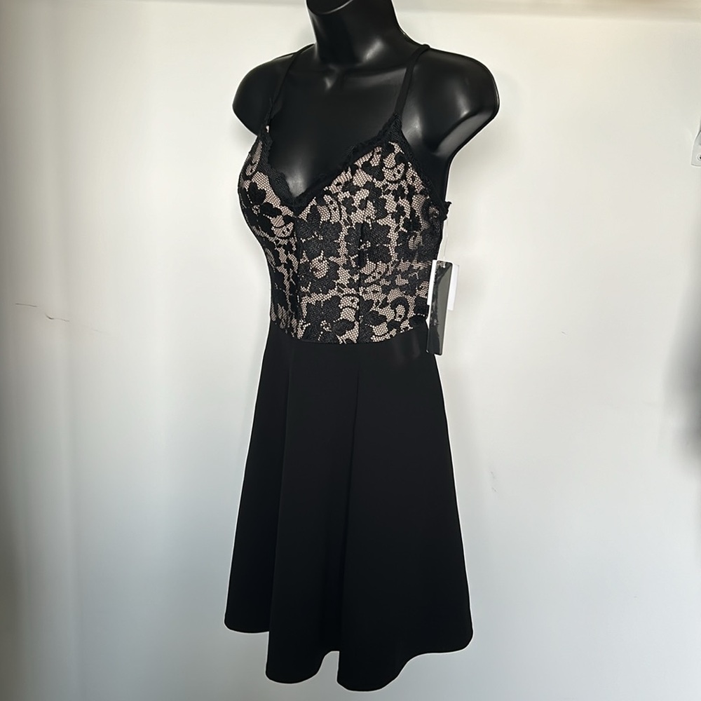 MY MICHELLE Two Tone Lace Skater Dress Juniors size 15 Women’s XL Black Nude - Picture 4 of 13